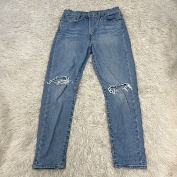 Levi’s Jeans Womens Size 30 Blue Wedgie Skinny Stretch Denim Ripped Distressed - Picture 1 of 10